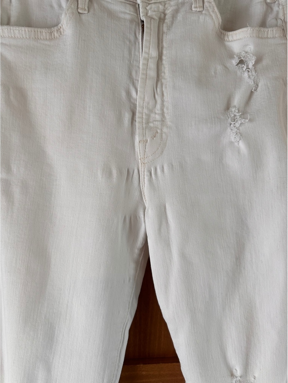 MOTHER The Hustler Ankle Fray Jeans In Tea and Biscuits White Wash Women’s sz 27 - Picture 13 of 15